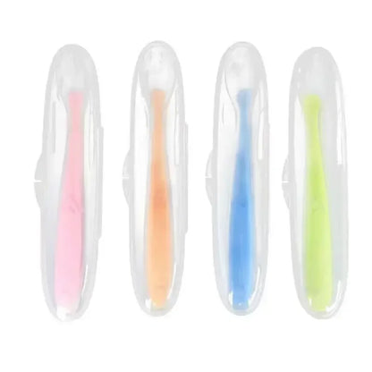Baby Feeding Spoons Training Children Infant Temperature Sensoning Food Grade Flatware Tableware Cutlery Silicone Spoon With Box