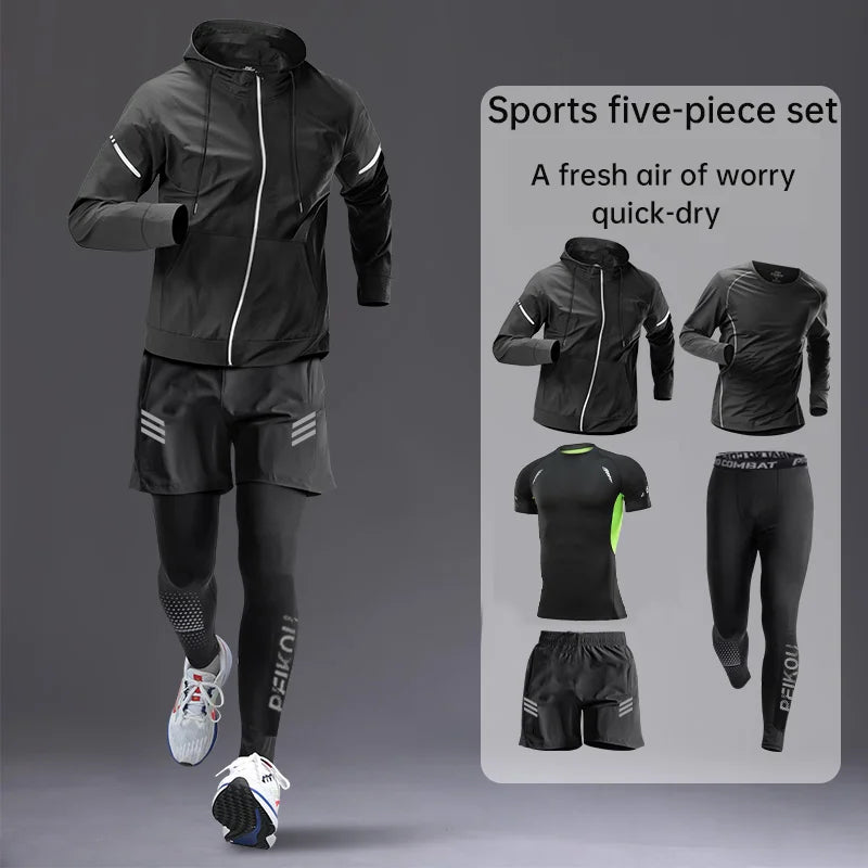 Sports kit men's running equipment 2024 spring and summer new training morning run outdoor quick-drying coat fitness clothing
