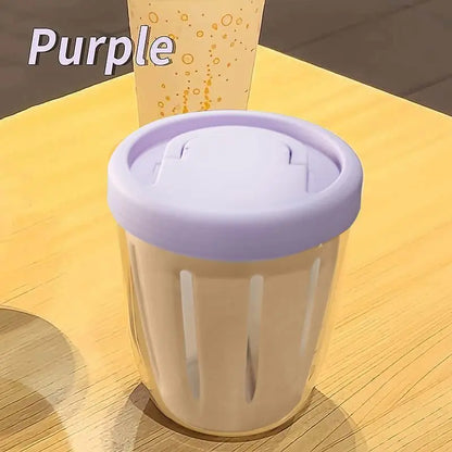 Salad Cup With Fork Cylindrical Plastic Fruit Cup Multifunctional Drainage Function Salad Container, Portable Lunch Box