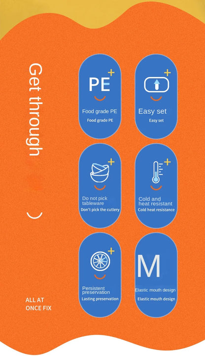 Reusable Food Wrap Storage Covers Bags For Bowl Elastic Plate Silicone Lid Cover Kitchen Fruit Plastic Fresh-Keeping Seal