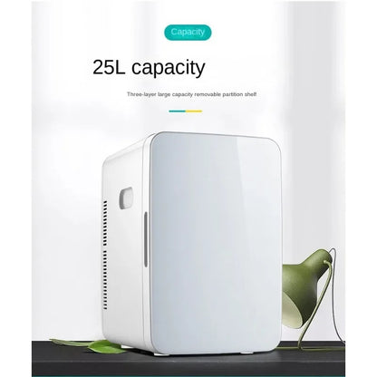 Mini Fridge 25L Dual-Core Compact Refrigerator For Car Portable AC/DC Small Cooler And Warmer With Digital Temperature Control