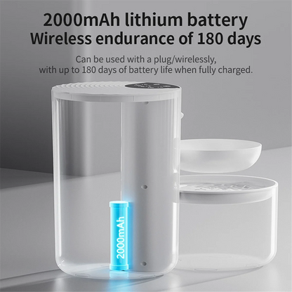 ABJN-3L Wireless Pet Water Fountain Rechargeable Dump Water Feeder Timed Smart No Filter Required