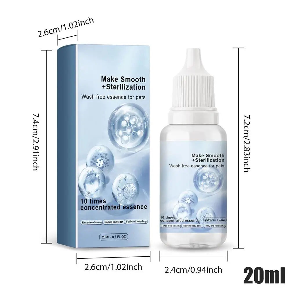 Pet Dry Cleaning Essence 20ml Portable Waterless Cat Oil Odor Eliminator Serum For Home Pet Essence Deodorizing