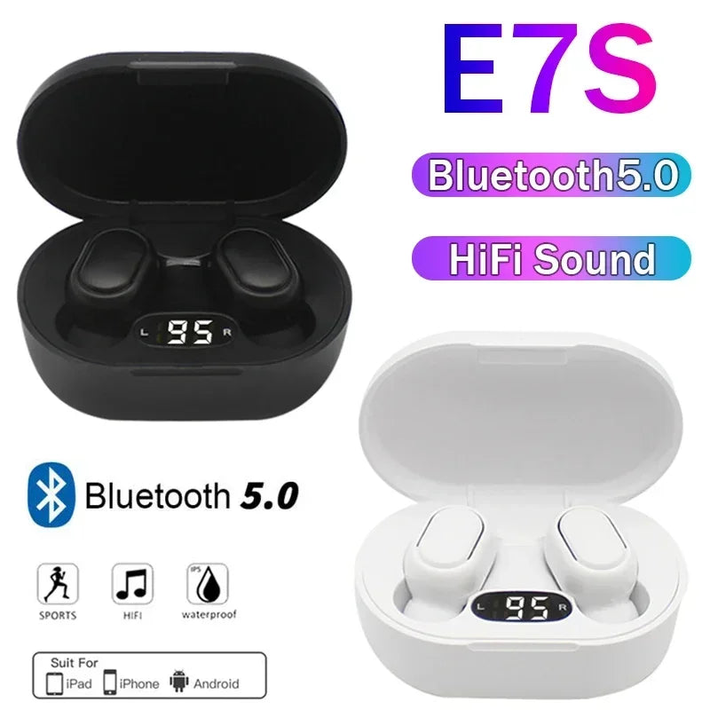 TWS E7S Bluetooth Earphones Wireless Headphones Headset with Mic HiFi Stereo Sport Noise Cancelling Mini Earbuds For Smartphones