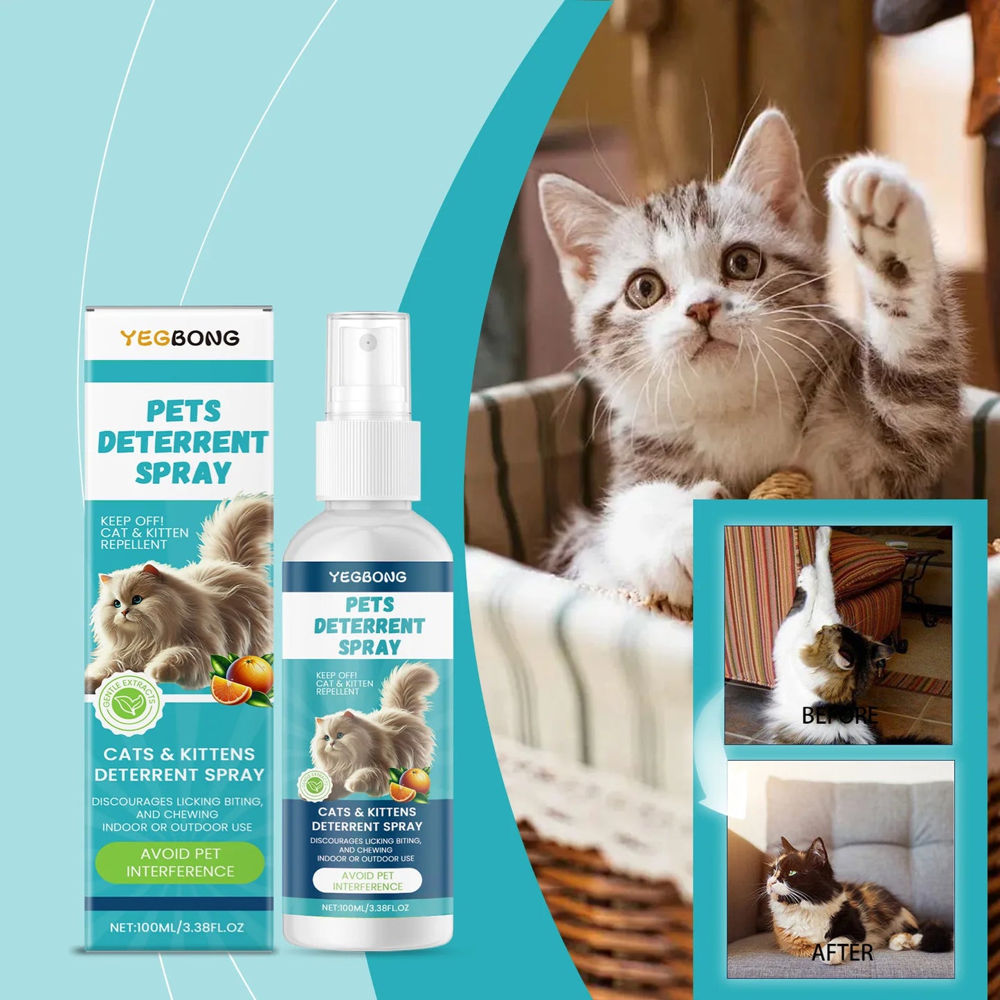 Advanced Pet Scratch Repellent Spray Safe for Cats Dogs Protects Furniture Carpets Drapes Bitter Formula Stops Scratching