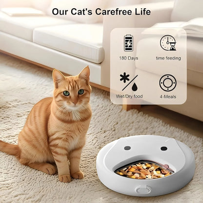 Automatic Pet Feeder Smart Cat Food Dispenser for Wet Food and Dry Food, Cat Automatic Feeder ，Ice box sold separately