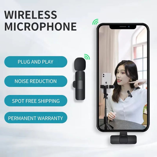 Wireless lavalier microphone for live streaming/YouTube/TikTok/Facebook live streaming noise cancelling microphone suitable for