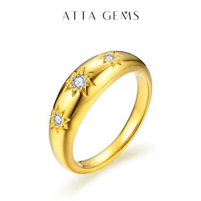 ATTAGEMS Luxury Round Cut 2.5mm Moissanite Ring for Women Man 925 Sliver Sparkling Fine Jewelr Engagement Wedding Party Gift New