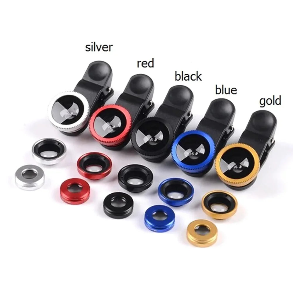 For All Smart Phone 3 in 1 Fisheye Phone Lens Wide Angle Zoom Lens Fish Eye Macro Lenses Camera Kits With Clip Lens On The Phone