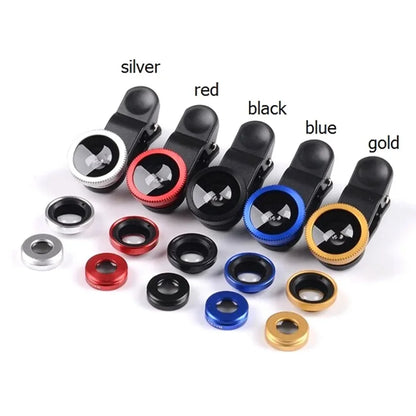 For All Smart Phone 3 in 1 Fisheye Phone Lens Wide Angle Zoom Lens Fish Eye Macro Lenses Camera Kits With Clip Lens On The Phone