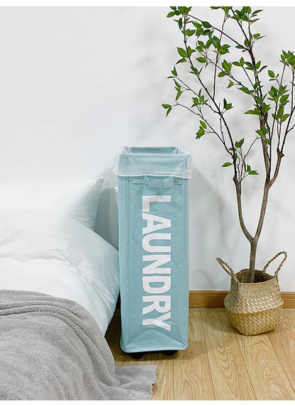 62L Slim Laundry Baskets Organizers Handles Rolling Washing Bin for Bedrooms, Living Room, Bathroom