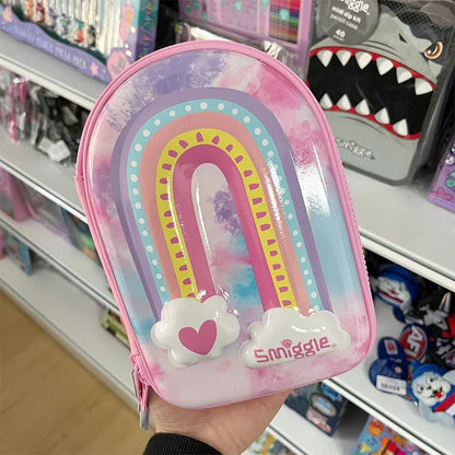 Genuine Australian Smiggle Schoolbag Light Pink Rainbow Door Student Stationery Pencil Case Large Capacity Backpack Student Gift