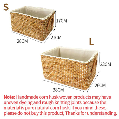 Hand-woven Storage Basket Household Laundry Baskets Outdoor Picnic Boxes Portable Toy Clothes Organizer Bedroom Desktop Decor