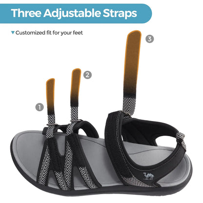 GOLDEN CAMEL Hiking Sandals for Women Strappy Water Sandal Comfortable Lightweight Walking Beach Sandal for Outdoor Sport Travel