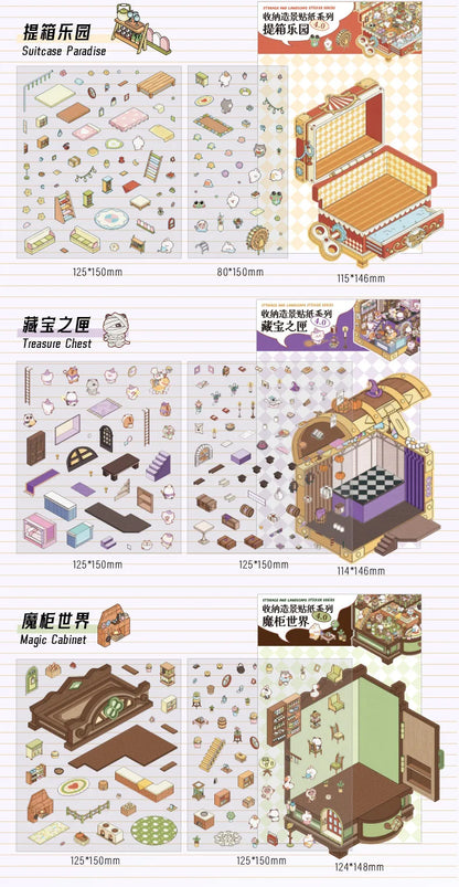 Creative Design Landscaping Sticker for Student Cute Cartoon Magic 3D Stack Scene Scrapbook Sticker Sweet Student Supplies