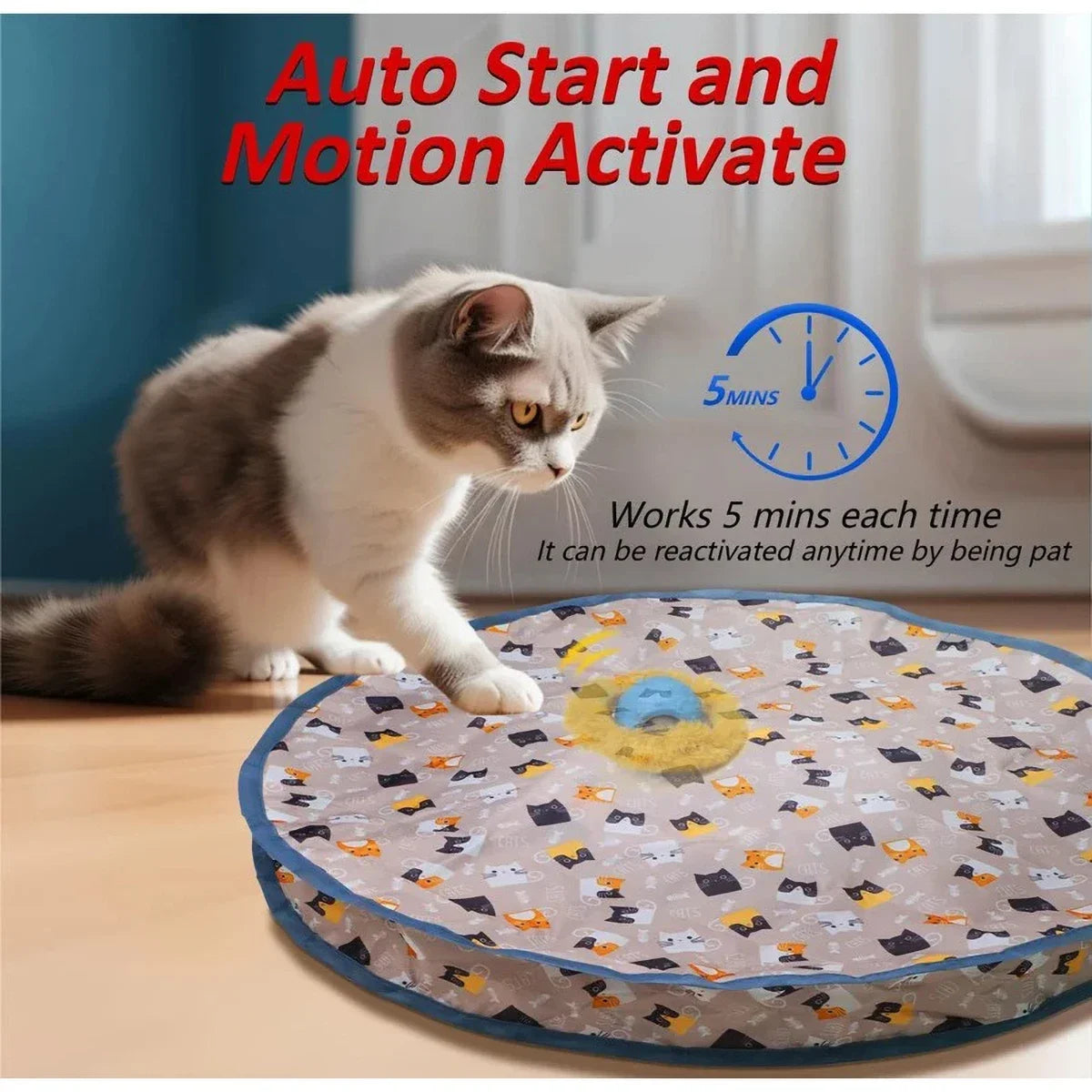 Interactive Cat Toy with 3 Modes New Cat Interactive Ball Toy  Auto on/Off Motion Activated Fun Hide & Seek Game for Cats Dogs