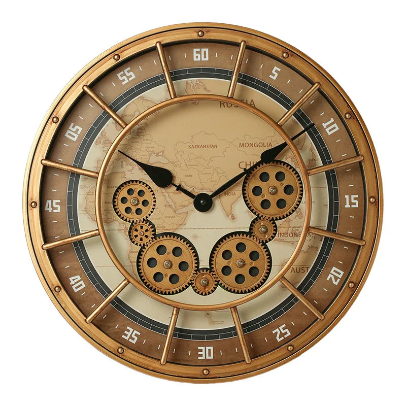 Fashions Gears Wall Clock Industrial Retro Wall Clock Living Room Decorative Wall Clock Stylish Silent Wall Clock Quartz Clock