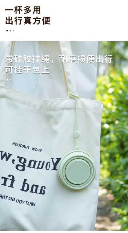 Collapsible Travel Cup Portable Folding Water Bottle for Camping, Hiking & Outdoor Activities, Space-Saving Silicone Drinkware