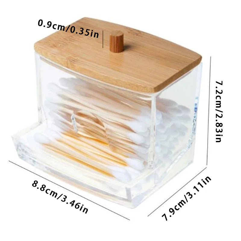 Cotton Swab Holder Bathroom Dispenser Storage Cotton Ball, Cotton Swab, Cotton Round Pads, Floss Picks - Clear Canister
