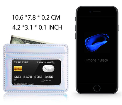 RFID Blocking Credit Card Holder Wallet for Women Men, Slim Minimalist Front Pocket Wallet with Laser Colors