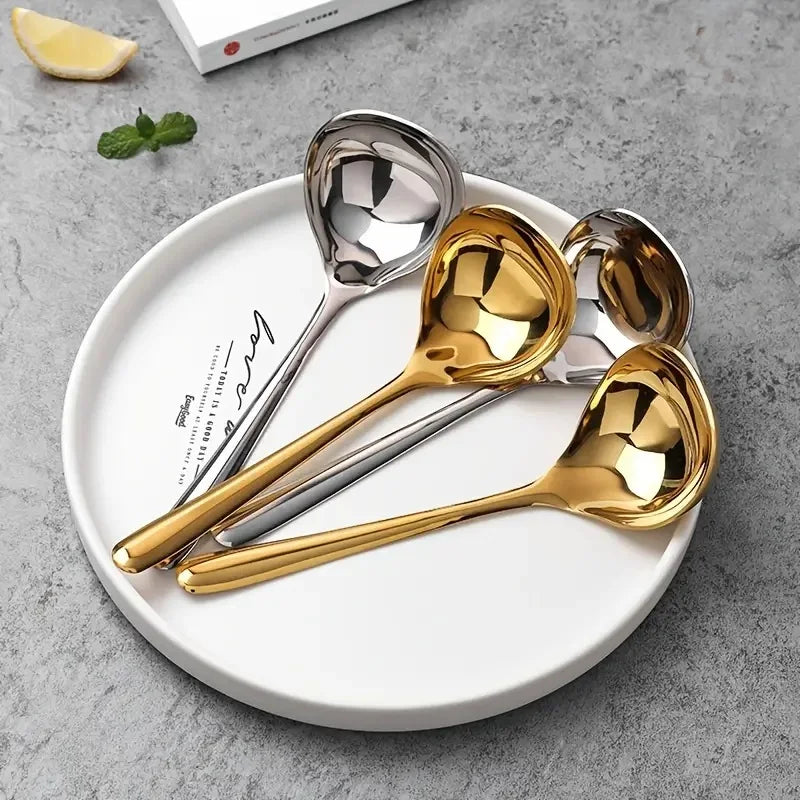 Korean Stainless Steel Thickening Spoon Creative Long Handle Hotel Hot Pot Spoon Soup Ladle Home Kitchen Essential Tools