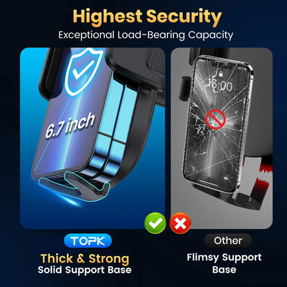 TOPK Phone Mount For Car Phone Holder Cell Phone Holder Hands Free Phone Stand For Car Vent Phone Mount Fit Smartphone Universal