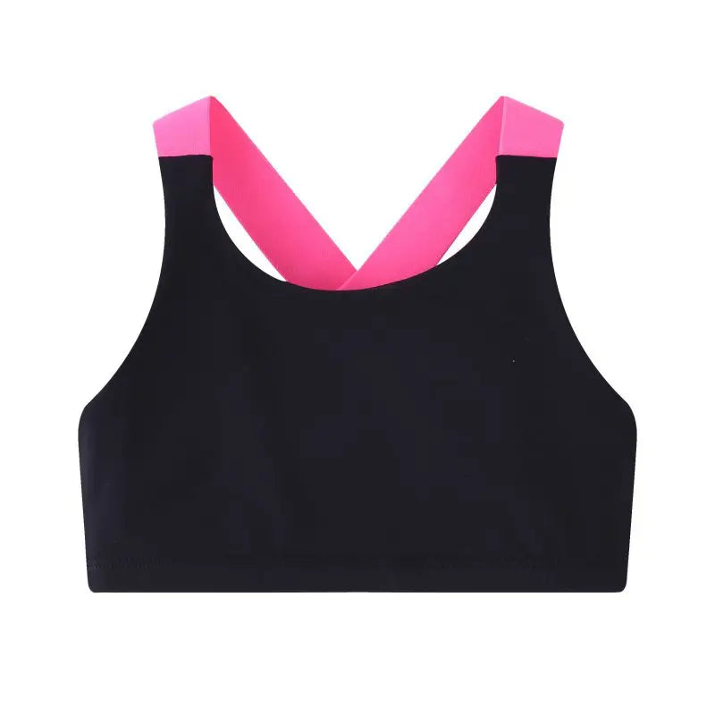 Children's Sports Tank Top Underwear Girls Cross Back Sports Bra 5-12 Years Old Children Running Sports Underwear