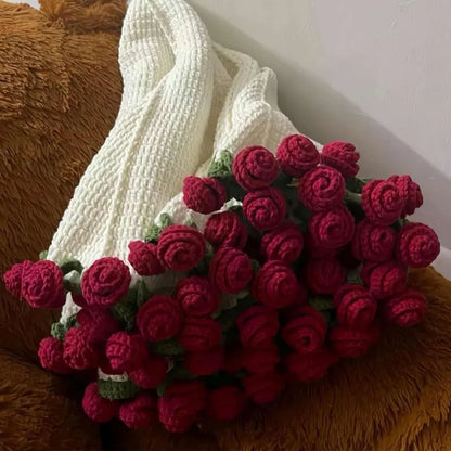 Finished Flower Bouquet Blanket Soft and Lightweight Knitted Throw Blankets for Birthday Wedding Valentine’s Day Home Decor