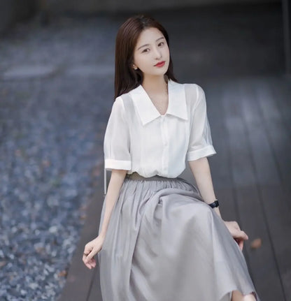 Skirts for Women Silk Clothing Office Satin Long Womens Skirt Maxi Grey with Pocket Formal Trend Korean Style Cheap Summer 2024