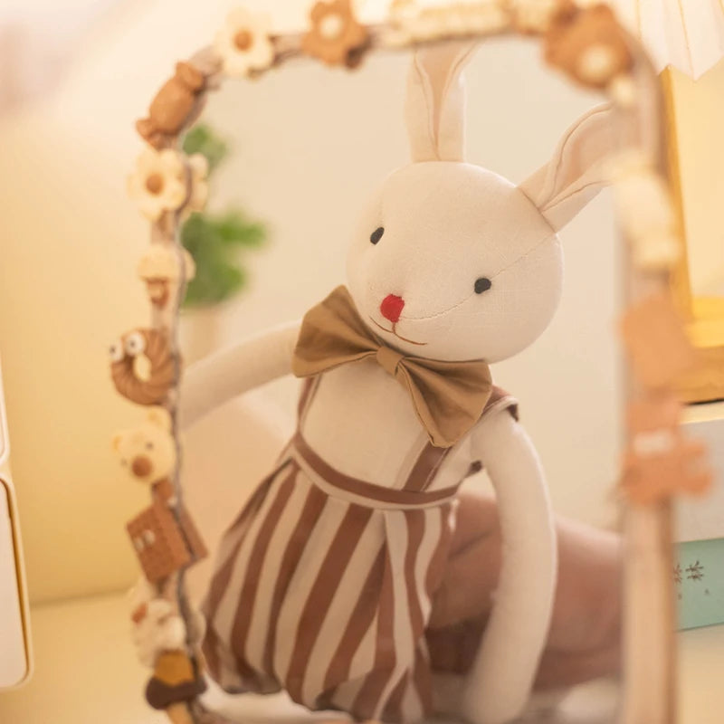 Stuffed Bunny Cloth Dress Toys Smoothing Toy for Infant Cuddling sleep doll for Girls Handmade Diversity Brown Rabbit Plushie