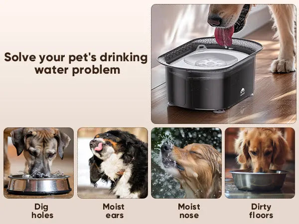 PETPATH No Spill Dog Water Bowl 2.2L (75oz) Large Capacity Anti-Splash Design – Reduces Refill Frequency for All Dogs