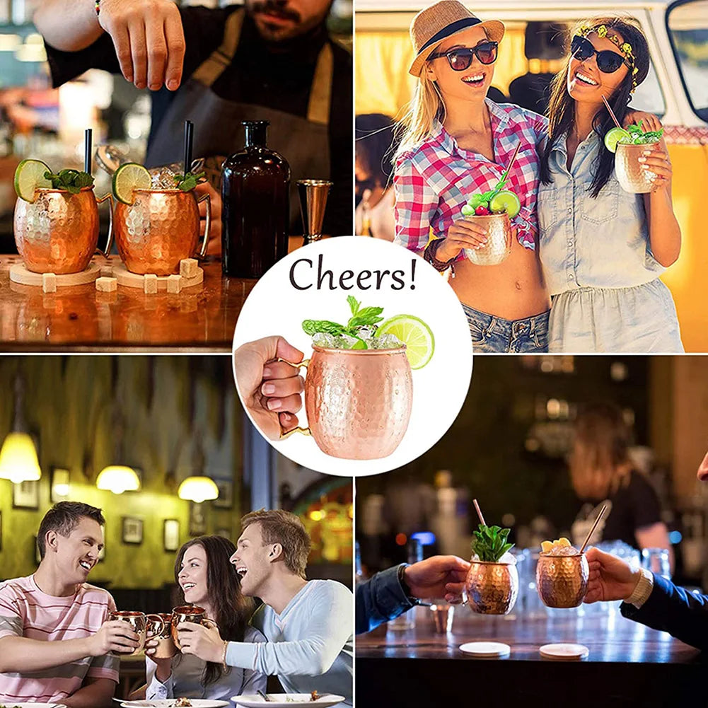 1-4PCS Mug Moscow Mule Stainless Steel Cup Beer Russia Moscow Mule Copper Mugs Bar Tools High Quality Party Bar Drinkware Tools