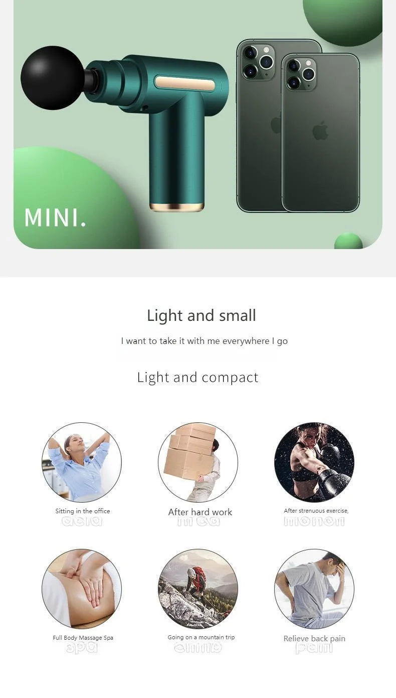 Upgraded Portable Massage Gun - Deep Tissue Muscle Relief, USB Rechargeable Battery, Ideal For Back & Neck,Gift For Everyone