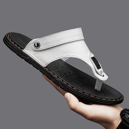 Flip Flops Flat Mens Sandals Summer Shoes Men Slippers Leather Mens Holiday Non-slip Flip Flops Huaraches Para Caballero