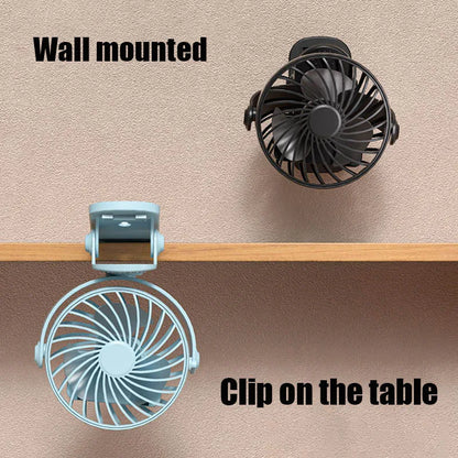 Rechargeable Portable Electric Fan 720° Rotating Hanging Clip Fan Night Light Air Cooler Outdoor Camping Small fans ventilador