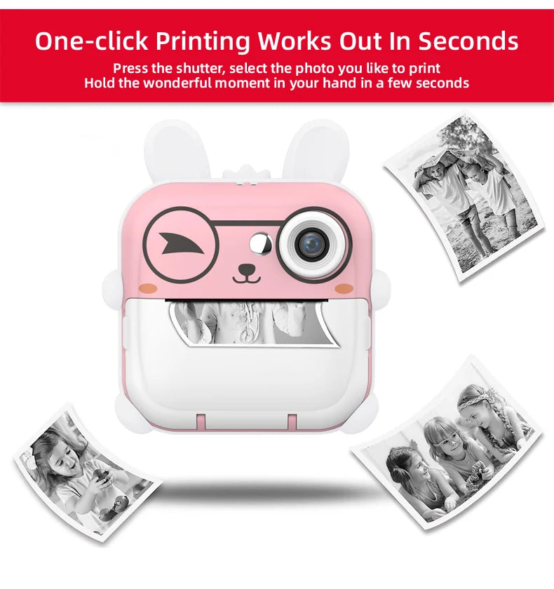 Children 1080P HD Digital Camera  Mini Thermal Printer Photography Instant Print Photo HD Digital Video Cameras Portable Toy
