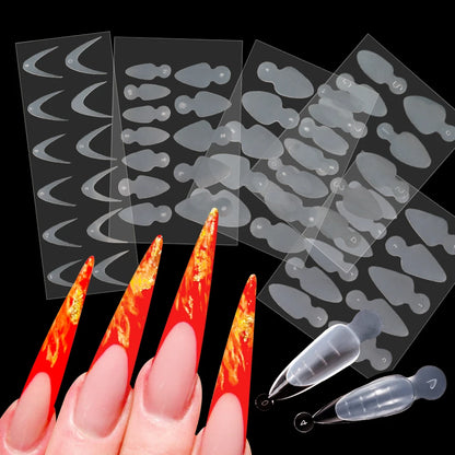 12/60pcs Reusable Soft Silicone Pads Stencil French Forma Sticker for Poly Nail Gel Duet System Dual Form for French Manicure &^