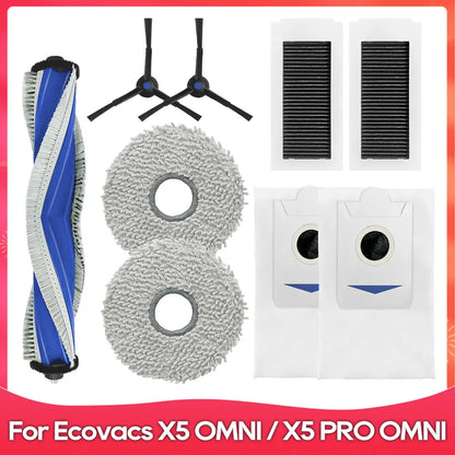 Fit For ( ECOVACS X5 OMNI / X5 PRO OMNI ) Part Accessories Main Side Brush Filter Mop Cloth Dust Bag Robot Vacuum Cleaner Kit