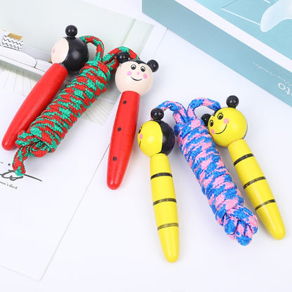 Kids Jump Rope Adjustable Cotton Braided Skipping Rope with Wooden Handle for Boys and Girls Fitness Training Fun Toy
