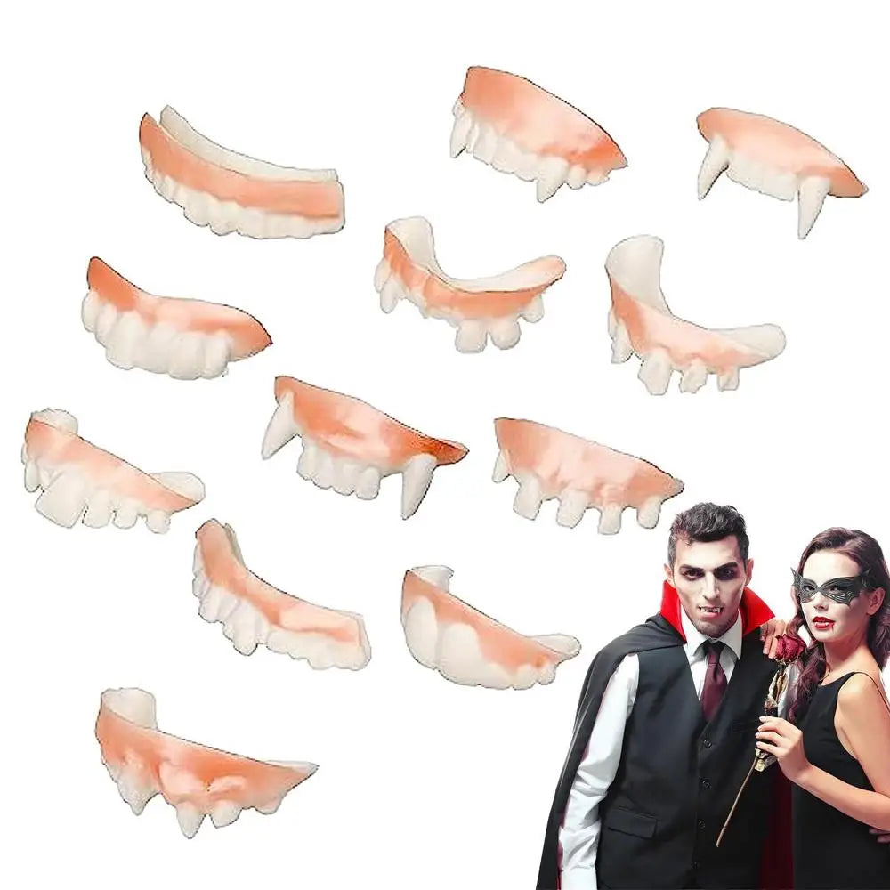 12pcs/set Vampire Teeth Fangs HalloweenCosplay Horror Fake Fangs Vampire Dentures Teeth Vampire Fangs Teeth Caps Vampire Teeth