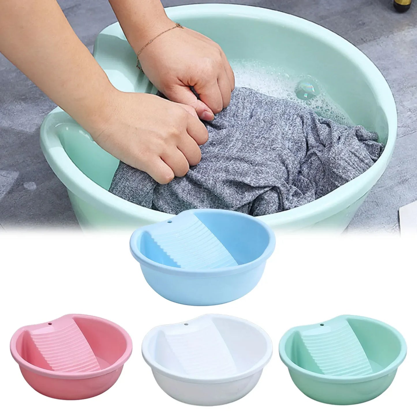 Washboard Basin Convenient Non Slip Plastic Washboard Washing Clothes Laundry Basin for Clothes T Shirts Blouses Socks Hand Wash