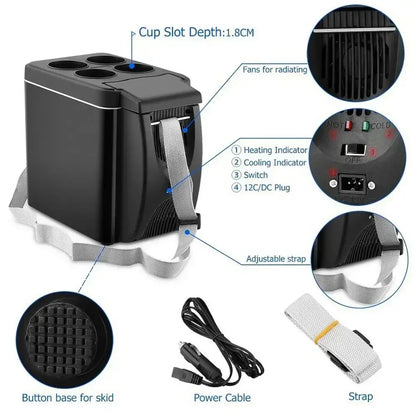 6L Portable Compact Mini Fridge 12V Car Refrigerator Freezer for Camping Traveling Electric Cool Box Summer Outdoor Fridge