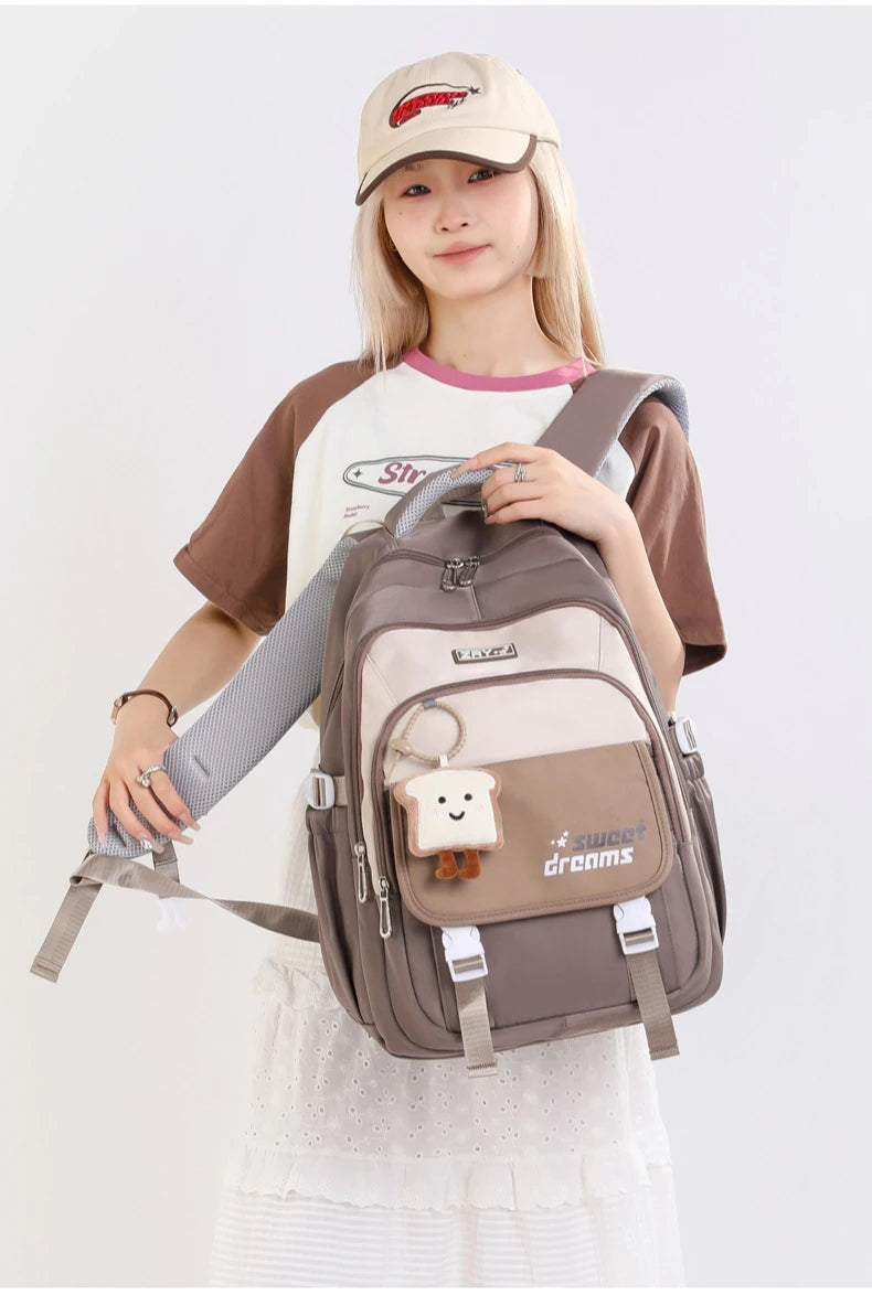 Girls Backpack for School Kawaii Bookbag for Teenage Multiple Pockets School Bag for Primary Elementary Middle School, Age 6-14