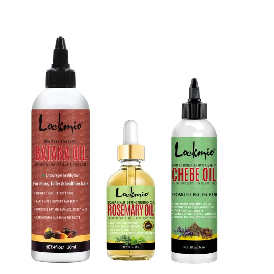 3pcs/set Hair Care Products for Women Moisturize Nourish Rosemary Oil Natural Batana Oil & Chebe Serum Anti-frizz Treatment Hair