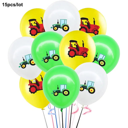 Green Farm Tractor Tableware Napkins Tablecloth Farm Tractor Theme Birthday Decor Birthday Banner Balloon Caketopper