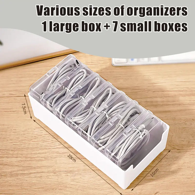 Cable Organizer Storage Box Set Durable Plastic Daily Office Supplies Sundries Charging Cord & Mobile Device Management Storage