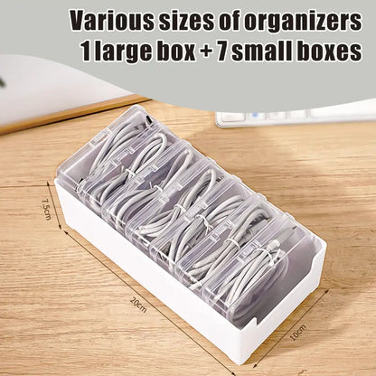 Cable Organizer Storage Box Set Durable Plastic Daily Office Supplies Sundries Charging Cord & Mobile Device Management Storage