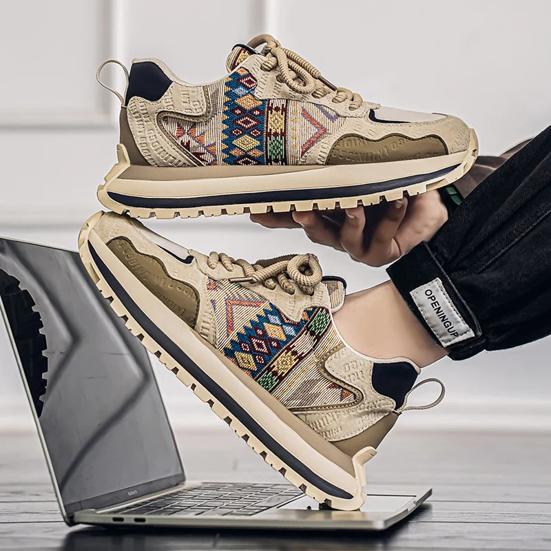 2025 Trend Print Mens Fashion Shoes Design Chunky Men Casual Sneaker Breathable Platform Sneakers Male Running Jogging Shoes