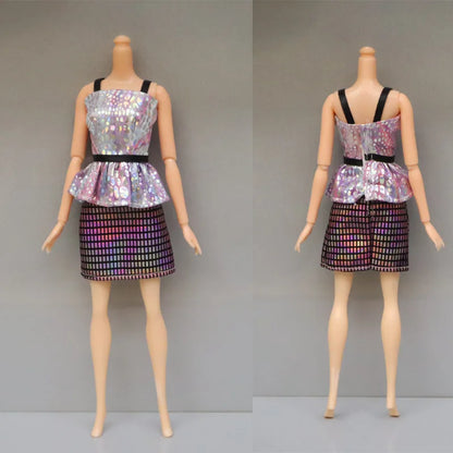 28pcs Fashion Dolls Accessories =1 Gown +3 Dress +2 Suit +2 Swimsuit +3 Glasses +10 Shoes +7 Hanger Clothes for 11.5'' Doll Toys