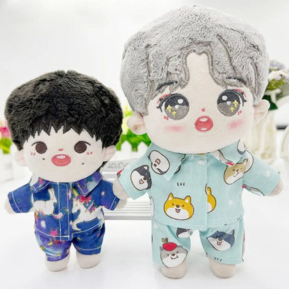 20CM Plush Doll Clothes Suit Fruit Animals Printing Lapel Shirt Pants Casual Wears Cotton Stuffed Toys Idol Dolls Accessories